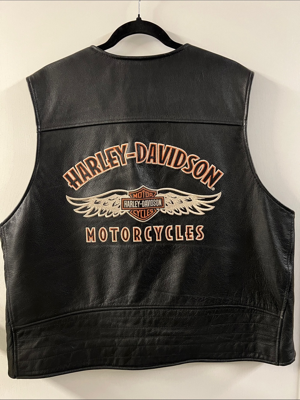 Harley-Davidson Black Leather Rider Vest with Embroidered Logo